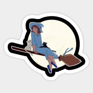 Flying Blue Witch Sticker